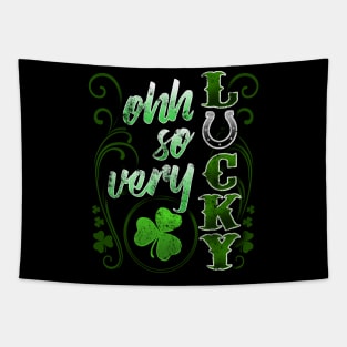 Ohh So Very Lucky St Patricks Day Shamrocks Horseshoe Tapestry