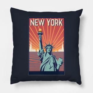 A Vintage Travel Art of New York - US Pillow