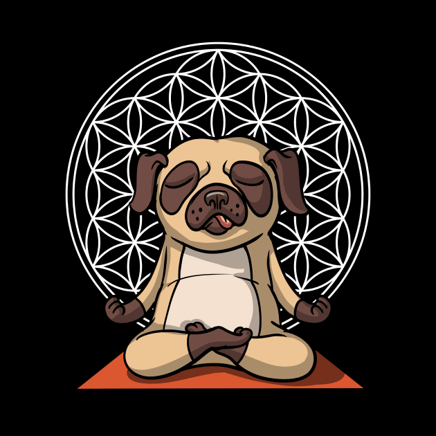 Dog Pug Yoga Lover Flower Of Life Pet by underheaven