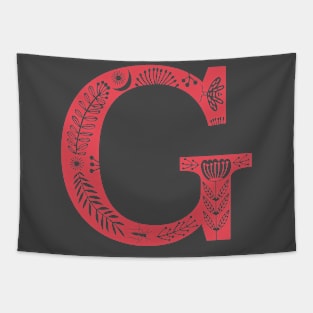 Letter G Bright Red Tapestry