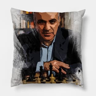 Garry Kasparov ✪ The Legend ✪  Abstract Watercolor Portrait of a chess master Pillow