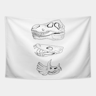 Print with a funny character. Print with a dinosaur skull. Tapestry