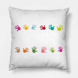 Colorful baby hand prints Pillow