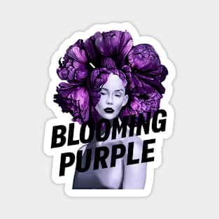 Blooming Purple Flower Head Woman Power Magnet