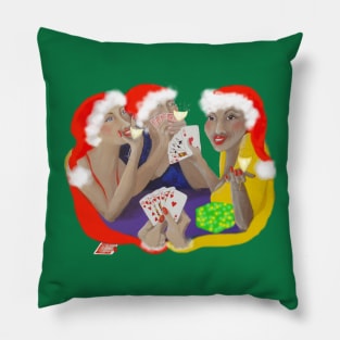 Christmas Lady Card Players Pillow