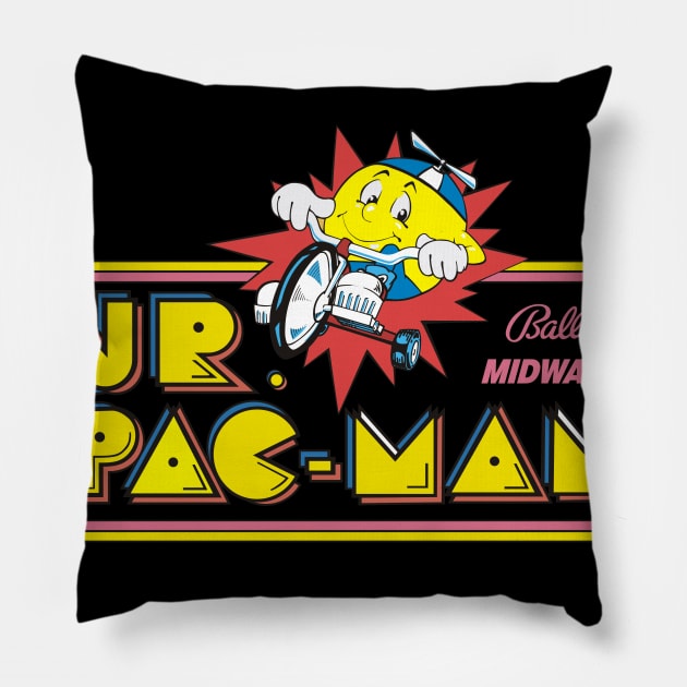Jr. Pac Man Logo Pillow by RoswellWitness