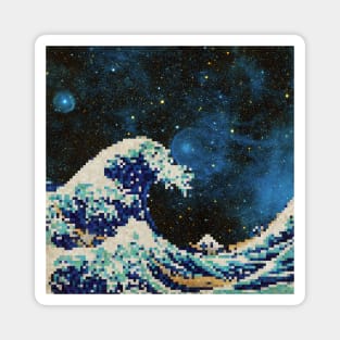 The Great Wave - Hokusai - Pixel Galaxy Magnet