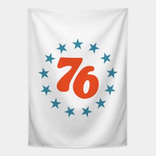 76 - Star Design (Red + Blue on White) Tapestry