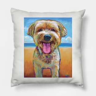 Yorkie on the Beach Pillow