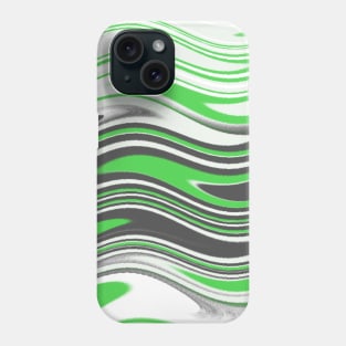 green gray and white waves abstract art Phone Case