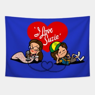 Cute Couple Vintage Retro 80's Parody Cartoon Tapestry