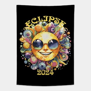 Solar Eclipse 2024 on Black Tapestry