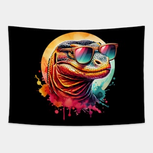 Watercolor Komodo Dragon Wearing Sunglasses Tapestry