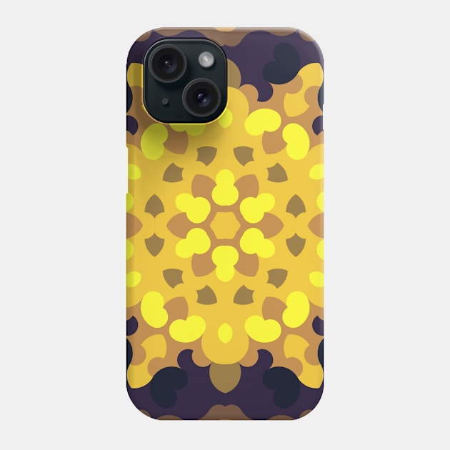 Retro Mandala Flower Yellow Purple and Green Phone Case by WormholeOrbital