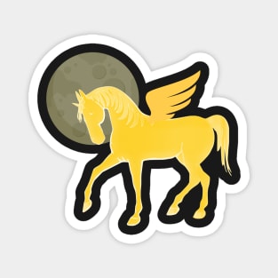 Golden Unicorn, Beautiful Unicorn, Wings, Moon, Pegasus Magnet