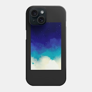 Blue watercolor starry sky background Phone Case