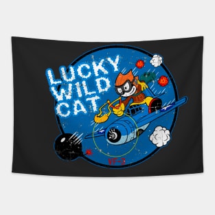 USN VF-3 Lucky Wild Cat - Grumman F4F Wildcat - Grunge Style Tapestry