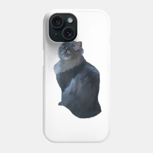 Gray Long Haired Cat Sitting Phone Case