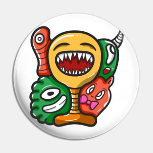 Monster Character Doodle Art Pin