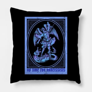 “No Time For Narcissists” Archangel Michael Slaying Serpent In The Garden Pillow