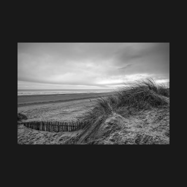 Mablethorpe Sand Dunes, Storm Coming, Black And White by tommysphotos