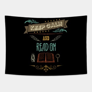 Keep Calm and Read On Retro Vintage Tapestry