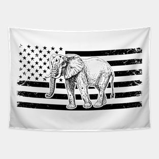 Elephant American Flag Stars And Stripes Tapestry