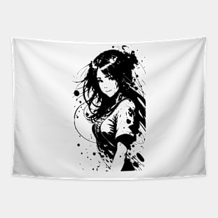 Kawaii Anime Girl Wearing Tshirt 01 Tapestry