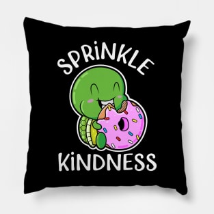 Baby Turtle Eating a Sprinkled Doughnut Sprinkle Kindness Pillow