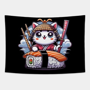 Kawaii Samurai Sushi Cat | Women’s Japanese Cat Lover Tapestry