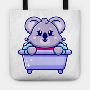 Cute koala in a bathtub cartoon character Tote