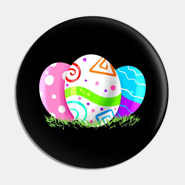 A Set Of Colorful Painted Easter Eggs In Nest. Easter Egg Pin by SinBle