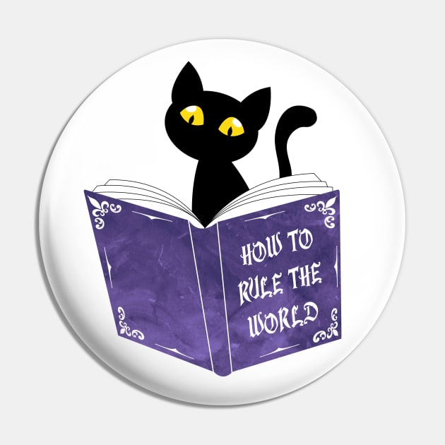 Funny Cat Reading Pin by themadesigns