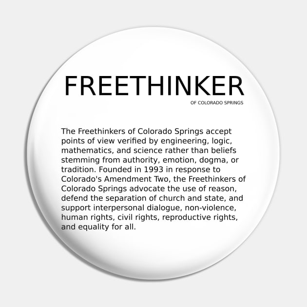 Freethinker with FCS Description Pin by Freethinkers of Colorado Springs