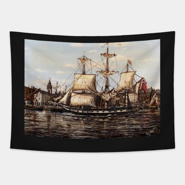 HMS BOUNTY PASSING WAPPING LONDON Tapestry by MackenzieTar