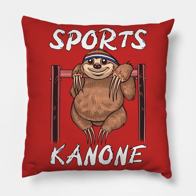 Sports Cannon - Sporty Sloth Pillow by Jochen Lützelberger