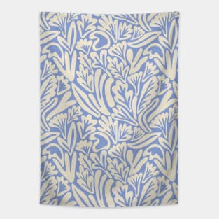 Abstract boho leaf and flower pattern in light blue Tapestry