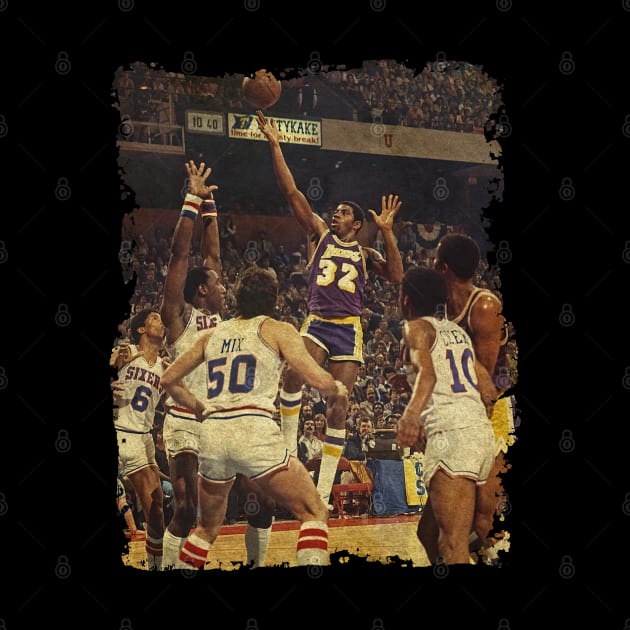 Magic Johnson vs Sixers - NBA Finals Game 6, 1980 by Omeshshopart