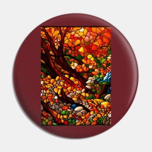 Stained Glass Autumn Foliage Pin