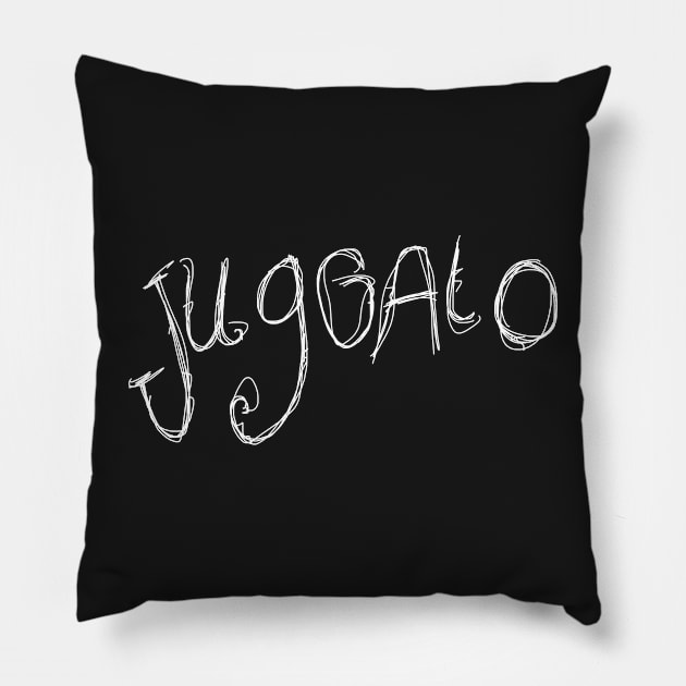 Dark and Gritty Juggalo Text Sketchy Design Pillow by MacSquiddles