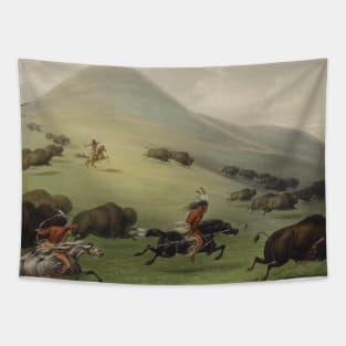 Buffalo Hunt by George Catlin Tapestry