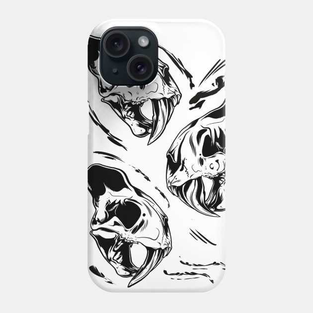 Saber-teethed Tigers Tattoo Flash Phone Case by Scottconnick