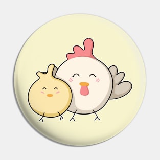 Cute Kawaii Mother Hen and Chick Pin