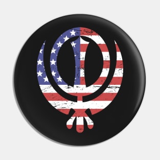 American Flag Sikh Khanda Pin