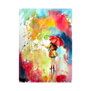 Colorful rain with girl T-Shirt