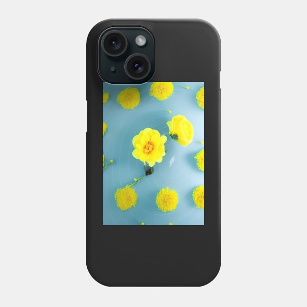 LOVELY YELLOW FLOWERS BLUE BACKGROUND Phone Case by sailorsam1805