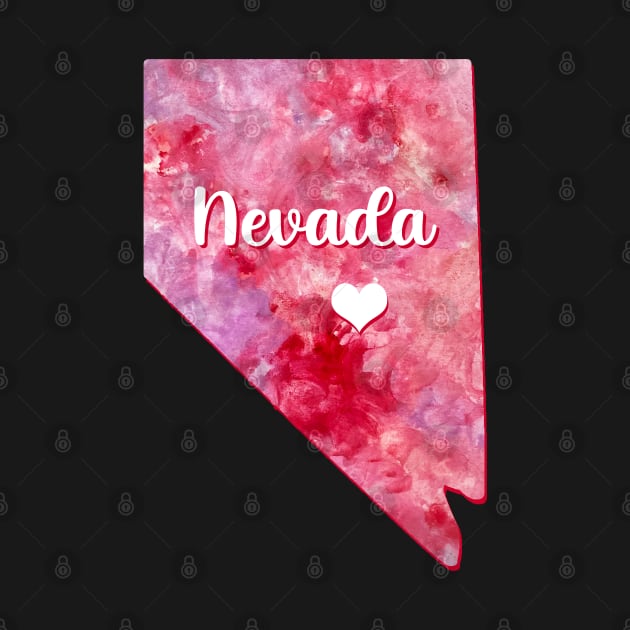 Nevada state map USA heart watercolor pink watercolour by WatercolorFun