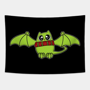Bat Dragon Christmas Cat Tapestry