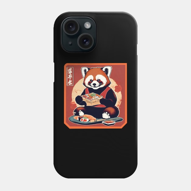 Red panda eat sushi Phone Case by Ilustradamus