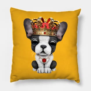 Cute French Bulldog Puppy Wearing Crown Pillow